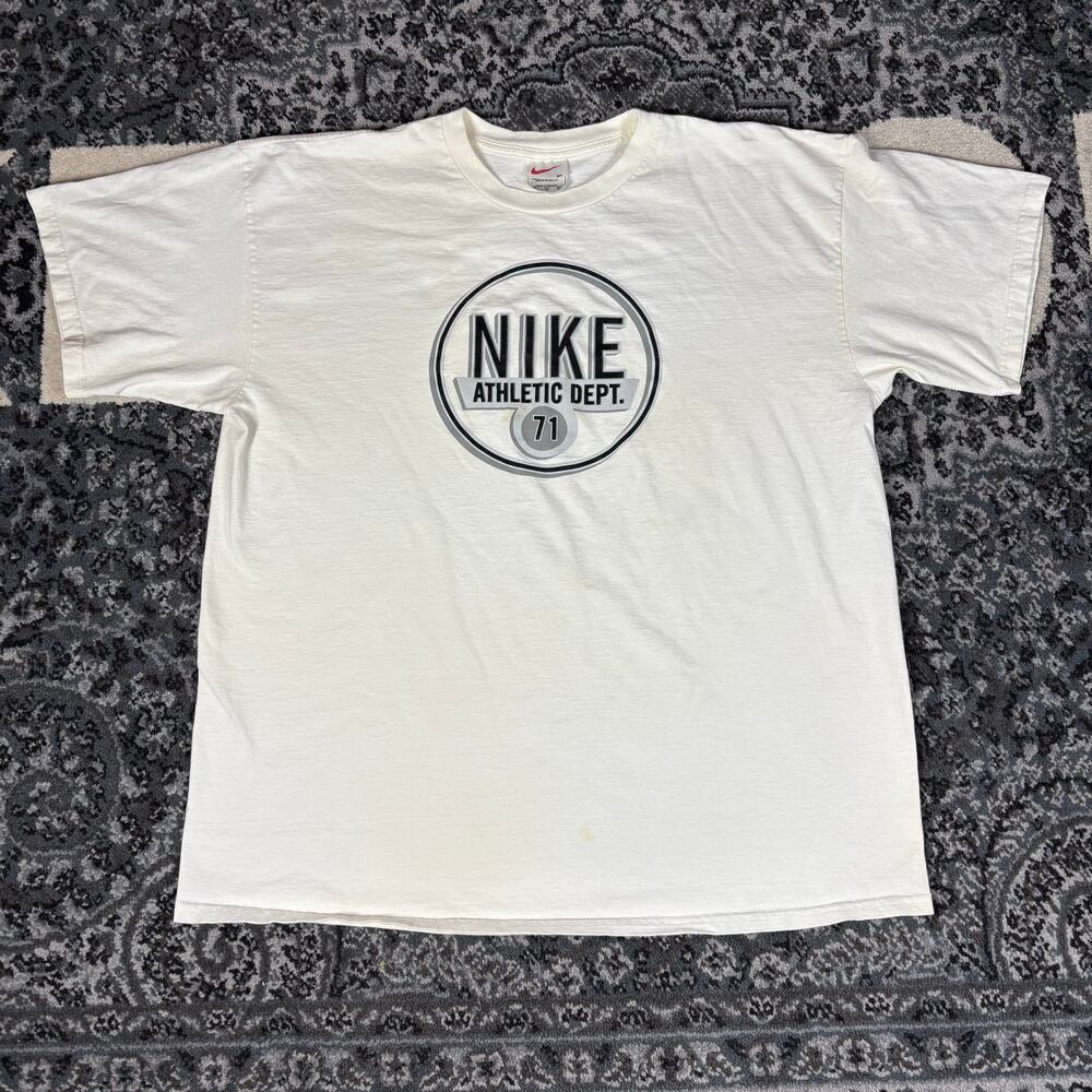 Vintage Nike White Tag Suede Logo T Shirt Men’s Sz XL Preowned